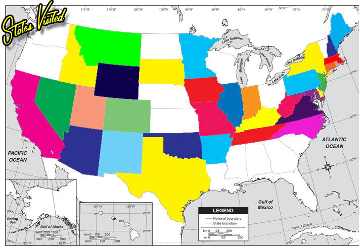 States visited on the Great American Road Trip 2008